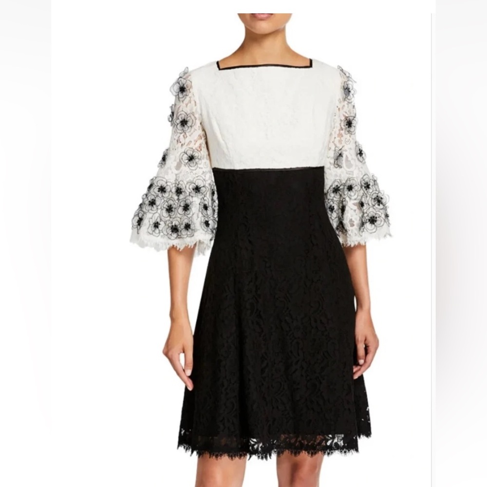 By Shani women’s Elegant Black & White Lace Fit-and-Flare Dress size 8 new